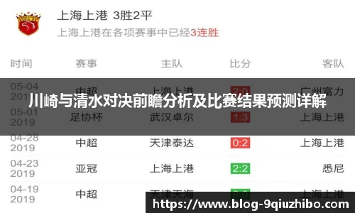川崎与清水对决前瞻分析及比赛结果预测详解